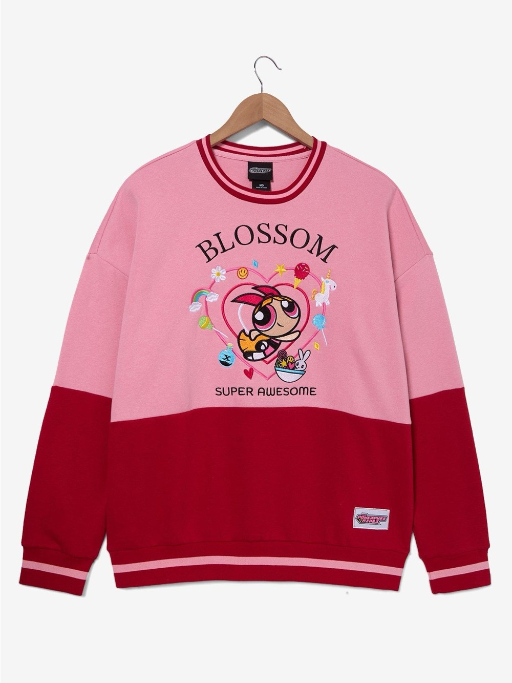 Blossom The PowerPuff Girls Pink and Red Crewneck Sweater- Size Medium New